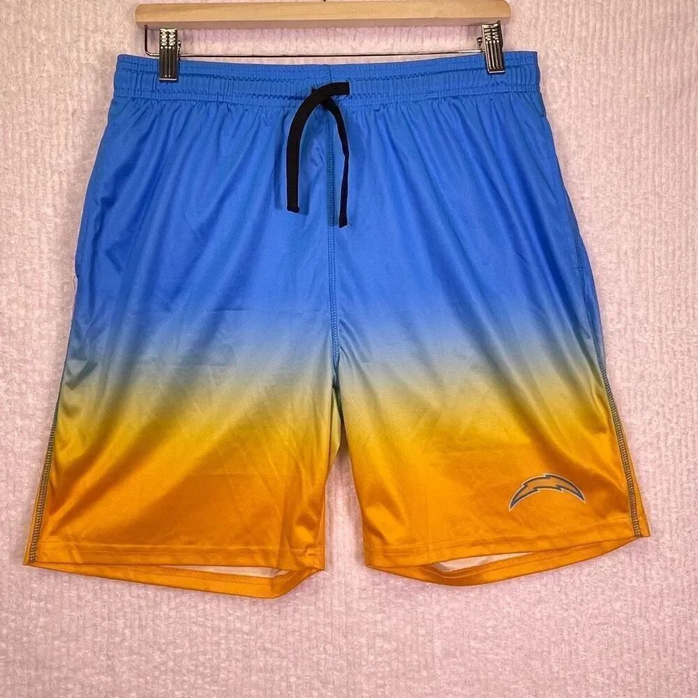 NFL Blue Orange Los Angeles Chargers Game Ready Gradient Training Shorts Medium